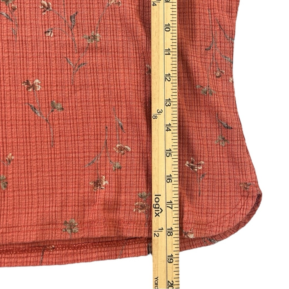 Women’s Textured Rust Floral Tee Bohemian Autumn Top Minimal Vintage Style Sz S - Picture 4 of 6